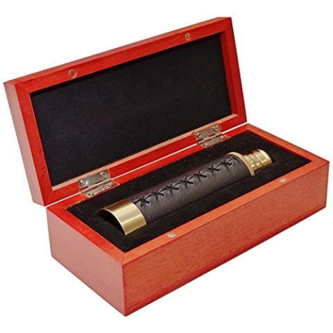 Levenhuk Spyglass SG2 Antique Spektiv mit Holzkoffer, Bietet Scharfe, Helle Bilder von Entfernten Objekten