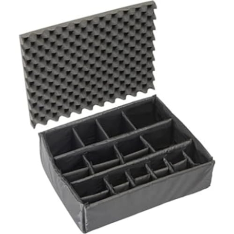 PELI 1605 Set gepolsterte Trennwände und Noppenschaum für Deckel, Original Protector Case Zubehör, Kompatibel 1600 Koffer, Farbe: Schwarz
