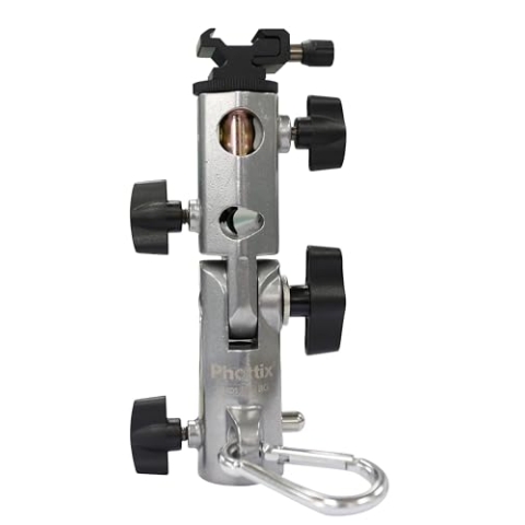 Phottix Varos PRO BG Multifunktionaler Blitzschuh-Schirmhalter für PH87214 - Schwarz - Aluminium - Stativhalterung - Black