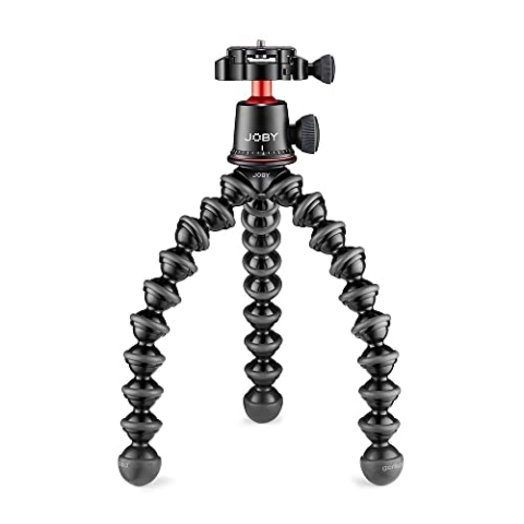 Joby GorillaPod 3K PRO Kit, Leichtes, Flexibles Stativ für Foto, Videoaufnahmen, Spiegellose Systemkameras mit Kugelkopf für Vlogging, Content Creation, für Canon, Nikon, Sony, Aluminium JB01566 Schwarz