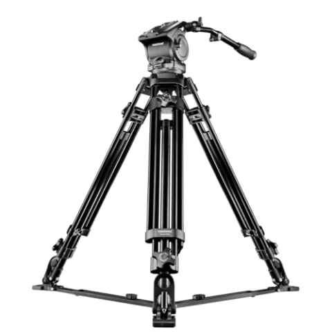 Mantona Dolomit 4000 Videostativ 170 cm (inkl. Fluid-Neiger, Counter Balance System, Wasserwaage, Bodenspinne, Schnellwechselplatte) für DSLR und Videokamera