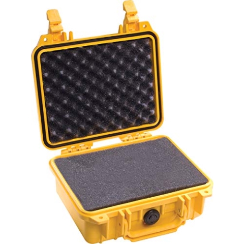 PELI 1200 Schutzkoffer für DSLR Kamera, Linsen und Accessories, IP67-Zertifiziert, 4L Volumen, Mit Schaumstoffeinlage (Anpassbar) Gelb