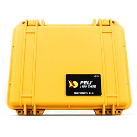 PELI 1150 Koffer, Transportbox für Spiegelreflexkameras, IP67 Wasser- und Staubdicht, 3L Volumen, Ohne Schaum, Gelb
