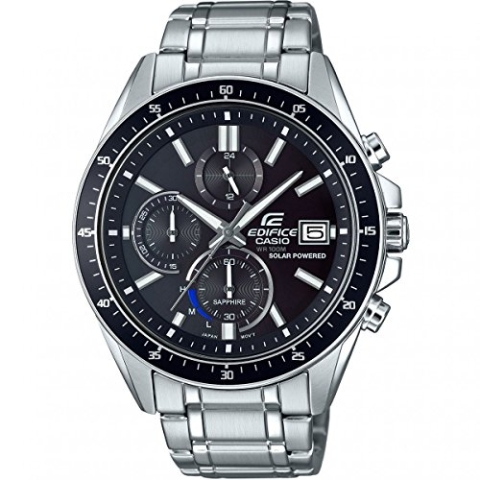 CASIO Herren Chronograph Solar Uhr mit Edelstahl Armband EFS-S510D-1AVUEF, Silber