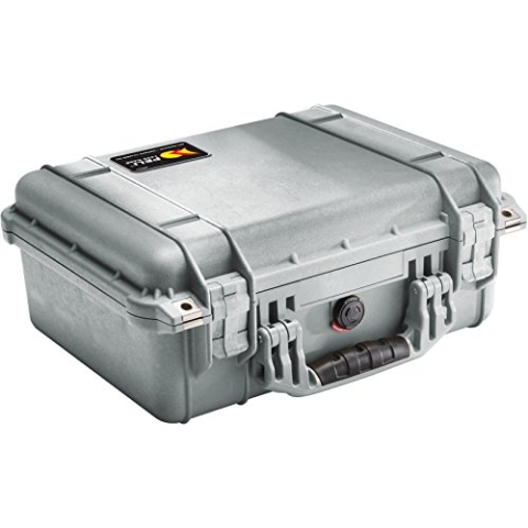 PELI 1450 Stoßfester Polypropylen Koffer für Empfindliches Equipment, IP67 Wasserdicht, 15L Volumen, Kein Schaum, Silber