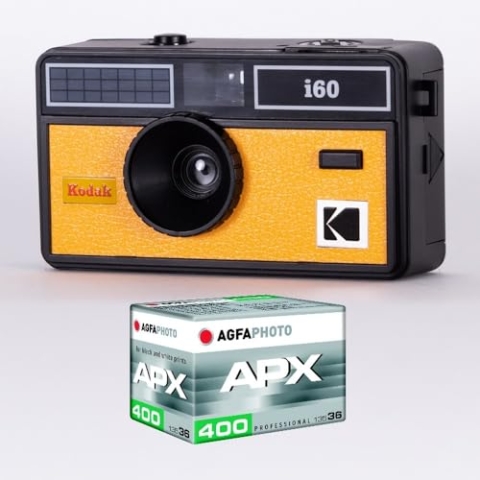 KODAK DA00258 Fotoapparat KODAK i60 und 1 ISO-Film mit 36 Aufnahmen, optisches Objektiv 31 mm, geeignet für Filme ISO 200/400/800, für 35-mm-Farbfilme, Gelb