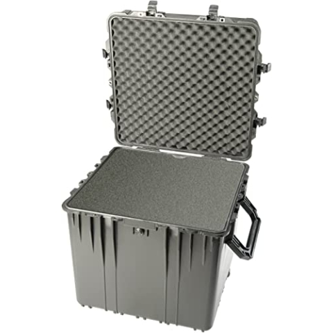 PELI 0370 Extra Tiefer Schutzkoffer für den Sicheren Transport von Fragilem Equipment, IP67 Wasserdicht, 227L Volumen, Mit Schaumstoffeinlage (Anpassbar), Schwarz