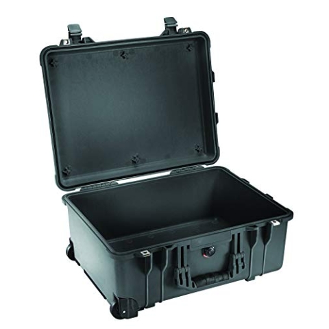 PELI 1560 Langer Schutzkoffer mit Rollen, IP67 Wasser- und Staubdicht, 44L Volumen, Ohne Schaum, Schwarz