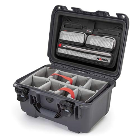 NANUK 918 Wasserdichter Hartschalenkoffer Mit Gepolsterten Trennwänden und Organizer für Deckel - Graphit