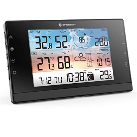 Bresser Zusatz-Basisstation für Wifi Wetterstation 7003350 WSC, 14,5 cm Farbdisplay, Thermo-Hygrometer-Sensor, Wifi Verbindung