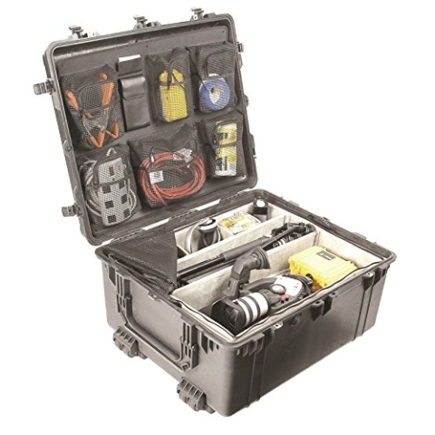 Peli 1690 Heavy Duty Transport Container, Schutzkoffer, IP67 Wasser- und Staubdicht, 191L Volumen, mit Einteilungsystem (Divider), Schwarz