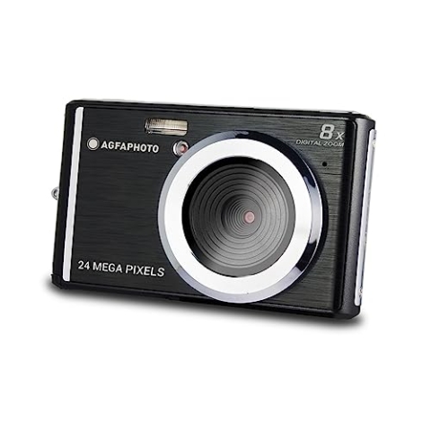 AGFA PHOTO Realishot DC5500 - Kompakte Digitalkamera, 24 MP, 2,4" LCD-Bildschirm, 8x Digitalzoom, HD-720p-Video, Externe SD-Speicherkarte, Lithiumbatterie - Schwarz