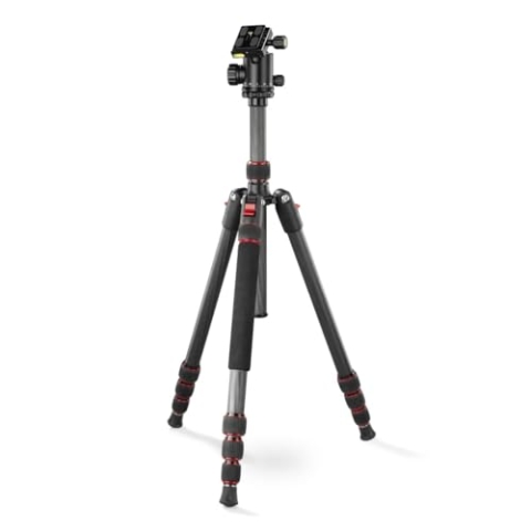 Hama Reisestativ „Ramble II Duo“ Carbon-Stativ (Kamerastativ, Handy-Stativ mit Handy-Halterung, Dreibein-Stativ Carbon-leicht, Fotostativ 3-fach ausziehbar, mit Einbein, Kugelkopf, Arca Swiss) schwarz