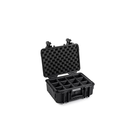 B&W Transportkoffer Outdoor - Typ 4000 Schwarz - mit variabler Facheinteilung - wasserdicht nach IP67 Zertifizierung, staubdicht, bruchsicher und unverwüstlich