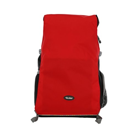 Rollei Traveler Fotorucksack Canyon L - Professioneller Outdoor Fotorucksack, inkl. separatem Einsatz für die Kameraausrüstung, Stativhalterung und Laptopfach - Größe L (35 L) - Sunset (Schwarz/Rot)