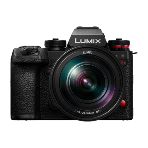 Panasonic LUMIX S1IIE Vollformat Kamera, 24MP, Cs4K 60p Vollbereich, 6K 30p Open Gate Video, Active I.S., 4:2:2 10-Bit Aufnahme, L-Mount, DC-S1M2ESME, 24-105mm Objektiv F4