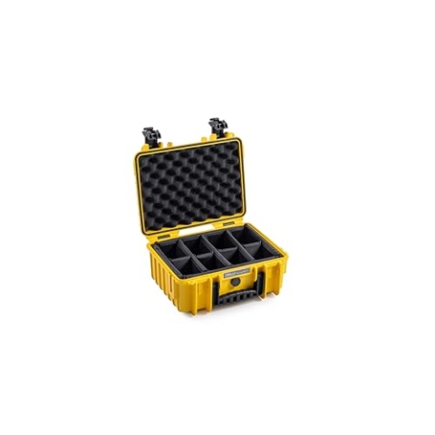 B&W Transportkoffer Outdoor - Typ 3000 - Gelb mit variabler Facheinteilung - wassserdicht nach IP67 Zertifizierung, Staubdicht, Bruchsicher und Unverwüstlich