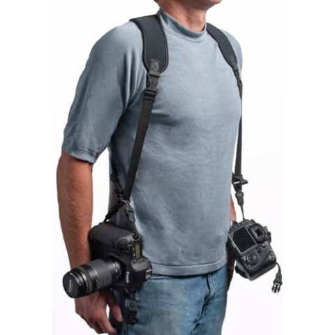 OP/TECH Double Sling Kamera-Geschirr (Halterung für 2 Kameras, Neopren) Schwarz