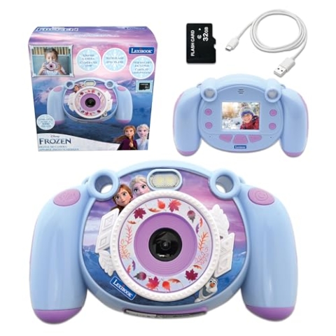 Lexibook Frozen - Kinder-Digitalkamera, Foto- und Videofunktion, Spiele, inklusive 32GB SD-Karte - DJ080FZ