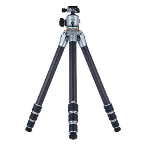 Rollei Lion Rock Pro Carbon-Stativ inkl. Stativkopf – Ultraleicht, Hohe Tragkraft 20 kg, Verstellbare Höhe bis 147,5 cm, Kompaktes Packmaß, Wechselbare Spikes für Stabilität auf jedem Untergrund