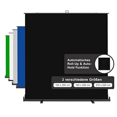 walimex pro Roll-up Panel Hintergrund 210 x 220 cm, Schwarz