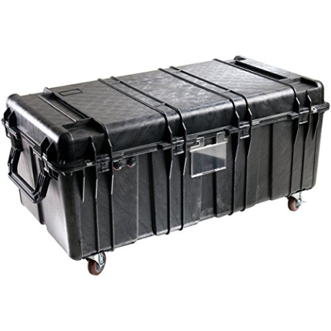 PELI 0550 Extra Langer Peli Case Transportkoffer, IP57 Wasserdicht und Staubgeschützt, 332L Volumen, Kein Schaum, Schwarz 0550-001-110E