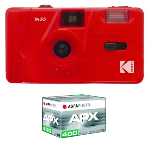 Kodak Wiederaufladbare Kamera, M35 – 35 mm, Farbe Rot, mit ISO-Film, erfassen Sie Ihre Momente mit Eleganz und Kreativität, die Essenz unvergesslicher Erinnerungen