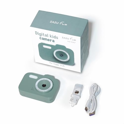 ZAZU Fun HD Digitalkamera für Kinder – 1080P Video, 2,0-Zoll-Display, wiederaufladbar, tragbare Kinderkamera mit lustigen Funktionen für Fotos und Videos (Grün)