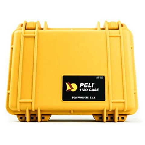 PELI 1120 Kamera Schutzkoffer für DSLR und Linsen, IP67 Wasser- und Staubdicht, 2L Volumen, Kein Schaumstoff, Farbe: Gelb