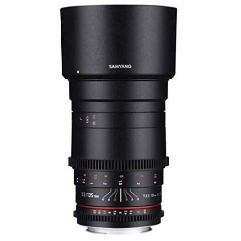 Samyang 135/2,2 Objektiv Video DSLR Sony E manueller Fokus Videoobjektiv 0,8 Zahnkranz Gear, Spiegelobjektiv Teleobjektiv schwarz