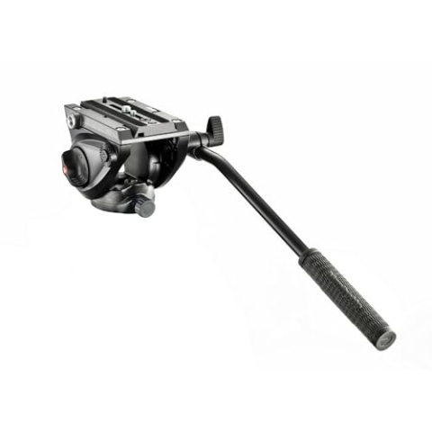 Manfrotto MVH500AH Kompakt Fluid Videoneiger (Inkl. flacher Basis (1/4 Zoll) und (3/8 Zoll) Gewinde) schwarz