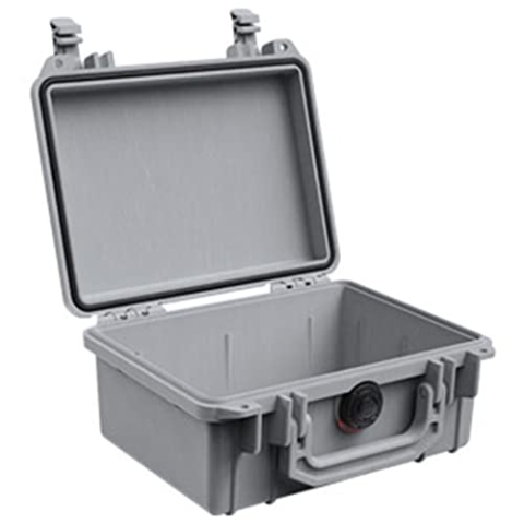 PELI 1150 Schützender Kamerakoffer für Optische und Elektronische Instrumente, IP67 Wasser- und Staubdicht, 3L Volumen, Ohne Schaum, Silber