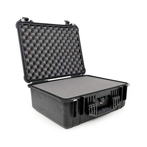 PELI 1550 Großer Professioneller Schutzkoffer für Empfindliches Equipment, IP67 Wasserfest, 33L Volumen, mit Schaumstoffeinlage (Anpassbar), Schwarz