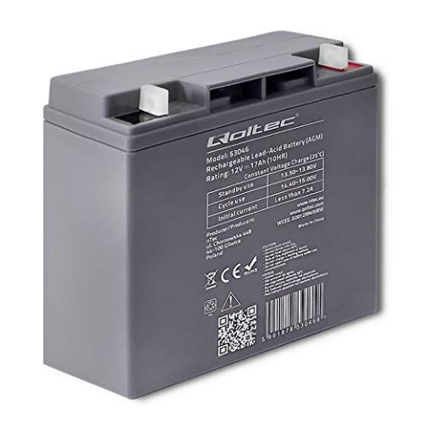 Qoltec AGM Battery | 12V | 17Ah | max. 255A