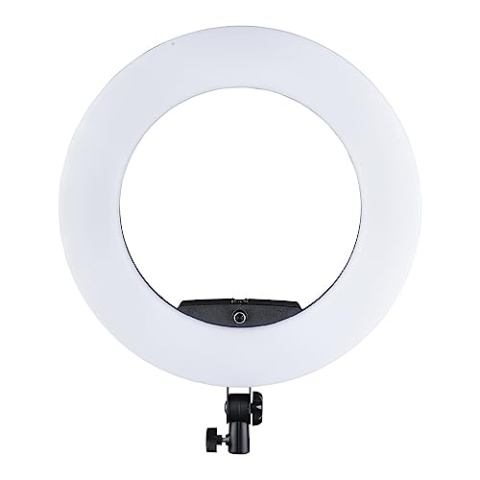 Walimex pro Medow 960 Pro LED-Ringlicht, Ringleuchte Bi-Color 3200-5500 K, dimmbare Videoleuchte mit Fernbedienung 96 W, kompatibel mit verschiedenen Lampenstativen