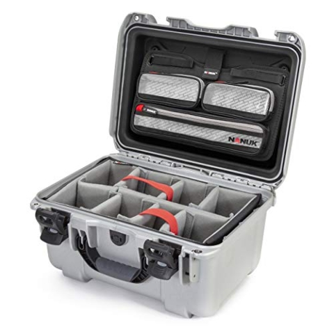 NANUK 918 Wasserdichter Hartschalenkoffer Mit Gepolsterten Trennwänden und Organizer für Deckel - Silber