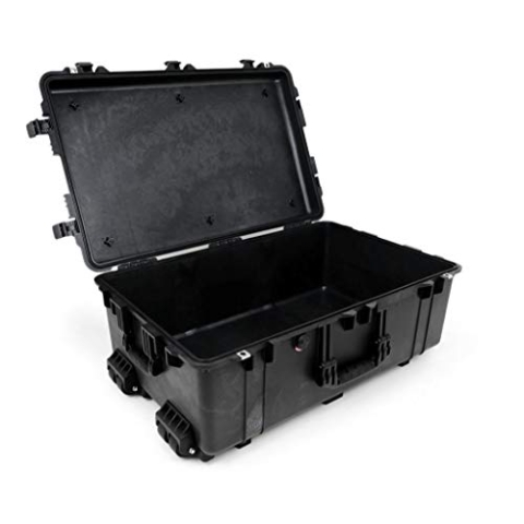 PELI 1650 Stoßfestes Schutzkoffer Case für Foto and Drohnen Equipment, IP67 Wasser- und Staubdicht, 86L Volumen, Ohne Schaum, Schwarz