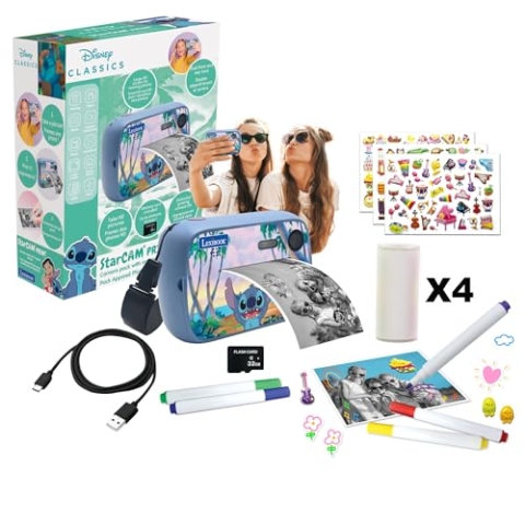 Lexibook, Disney Stitch, StarCAM Print, Kamerapaket mit Sofortdrucker, Foto- und Videofunktion, 32 GB SD-Karte und Fotopersonalisierungskit enthalten, DJ150D