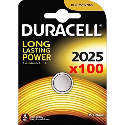 Packung mit 100 x Duracell 2025 3 V Lithium Batterien in neu verpackt - langanhaltende Leistung garantiert DL2025 CR2025