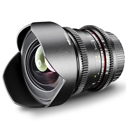 Walimex Pro 14mm 1:3,1 VCSC Foto- und Videoobjektiv für Sony E-Mount Objektivbajonett schwarz(manueller Fokus, für Vollformat Sensor gerechnet, stufenlose Blendeneinstellung, fester Gegenlichtblende)