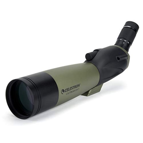 Celestron 52250 Ultima 80mm Angled Refractor Spotting Scope Telescope, Green