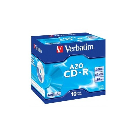 Verbatim 43327 - CD-R [ Jewel Case 10 | 700MB | 52x | Crystal | DataLife+ AZO ]