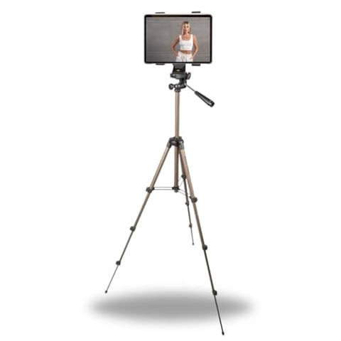 TronicXL Kamerastativ Tablet Stativ Ständer 105cm für Tablets 7-10 Zoll kompatibel mit iPad mini Air 1 2 Samsung Android Kamera Tripod Dreibein mit Panoramakopf und Wasserwaage