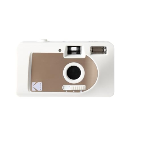 Kodak 490332 S-88 35 mm Filmkamera motorisiert, motorisierte Selbstaufwicklungsfunktion, Weiß und Gold