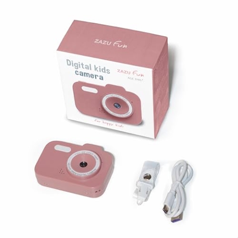 ZAZU Fun HD Digitalkamera für Kinder – 1080P Video, 2,0-Zoll-Display, wiederaufladbar, tragbare Kinderkamera mit lustigen Funktionen für Fotos und Videos (Rosa)