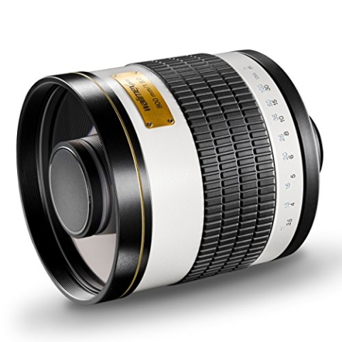 Walimex pro Spiegel Objektiv 800/8,0 DSLR für MFT Anschluss – Länge 131mm – für 800mm Brennweite – Vollformat/APS-C Sensor – für Reise Natur Tiere – K-Mount T2-Adapter – 3,5m Naheinstellgrenze