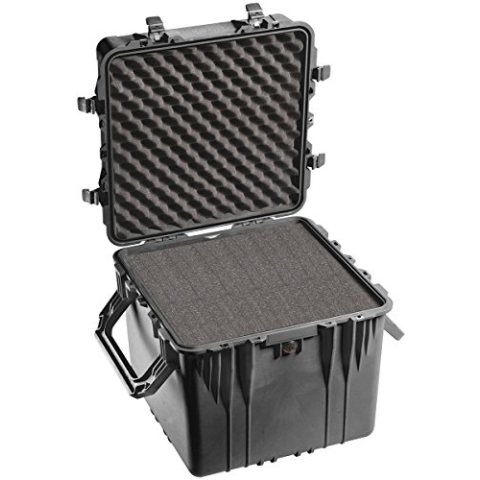 PELI 0350 Tiefer Outdoor Peli Schutzkoffer für Drohnen, IP67 Wasserdicht, 131L Volumen, Mit Schaumstoffeinlage (Anpassbar), Schwarz