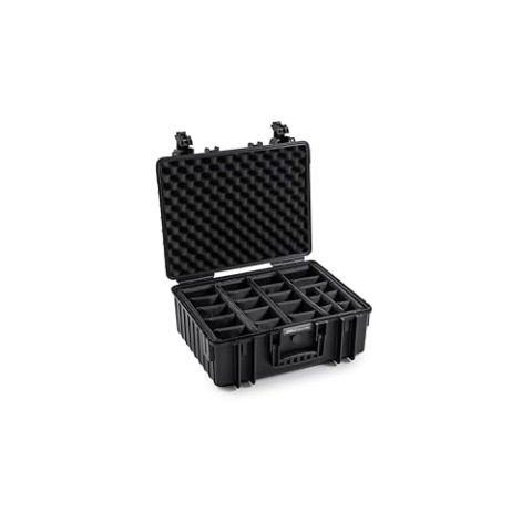 B&W Transportkoffer Outdoor - Typ 6000 Schwarz - mit variabler Facheinteilung - wasserdicht nach IP67 Zertifizierung, staubdicht, bruchsicher und unverwüstlich