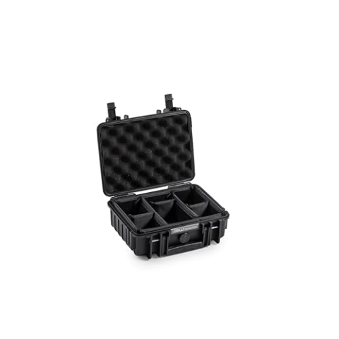 B&W Transportkoffer Outdoor - Typ 1000 - Schwarz mit variabler Facheinteilung - Wasserdicht nach IP67 Zertifizierung, Staubdicht, Bruchsicher und Unverwüstlich