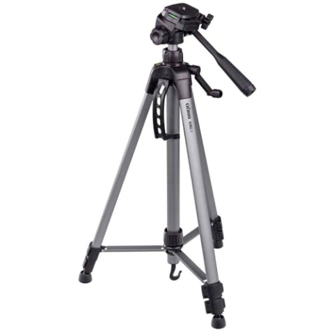 Dorr King II King II Stativ aus Aluminium, 3 Abschnitte, mit 3-Wege-Panhead – Schwarz